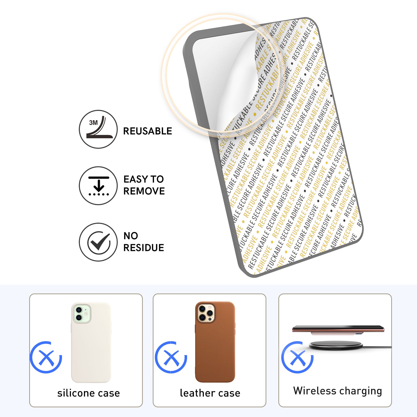 AHASTYLE PT133-C-S Adhesive Credit ID Card Holder Mobile Phone Back Card Pocket AHASTYLE PT133-C-S Adhesive Credit ID Card Holder Mobile Phone Back Card Pocket